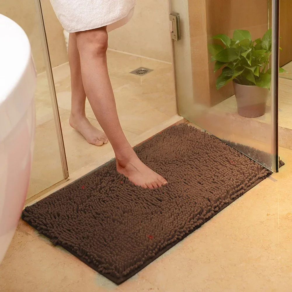 2PCS Microfiber Non Slip Bathroom Shower Rugs Carpet, Blue+Purple